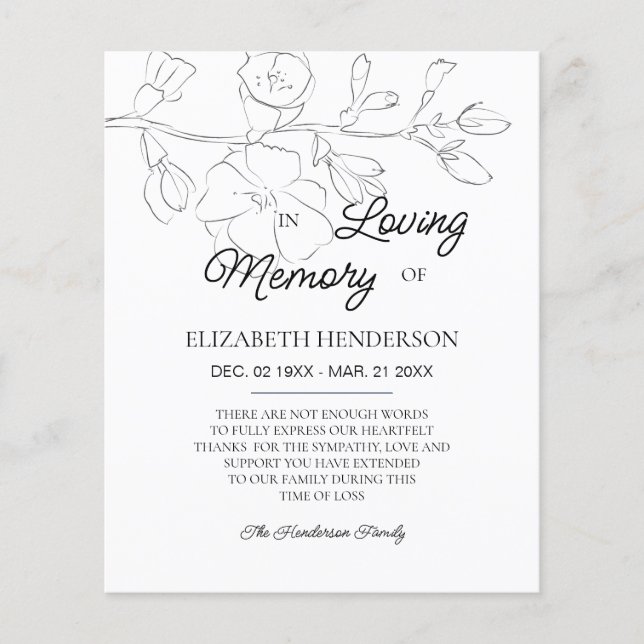 Sympathy Memory /Thank you. (Front)