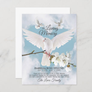 Sympathy Memory White Dove Heaven In Memory Thank Thank You Card