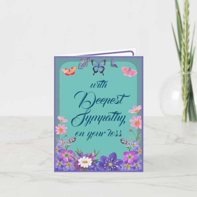 Sympathy Message Floral Butterflies Card For Loss (Front)