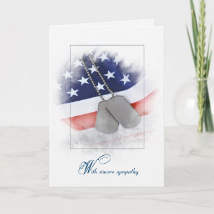 Sympathy Military Dog Tags On Flag Card