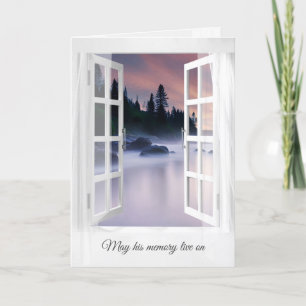 Sympathy Misty Ocean Rocks In Window Card