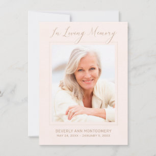 Sympathy Modern Script Photo Blush Pink Funeral Thank You Card