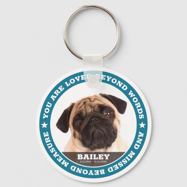 Sympathy Modern Simple Custom Pet Photo Keepsake Key Ring (Front)