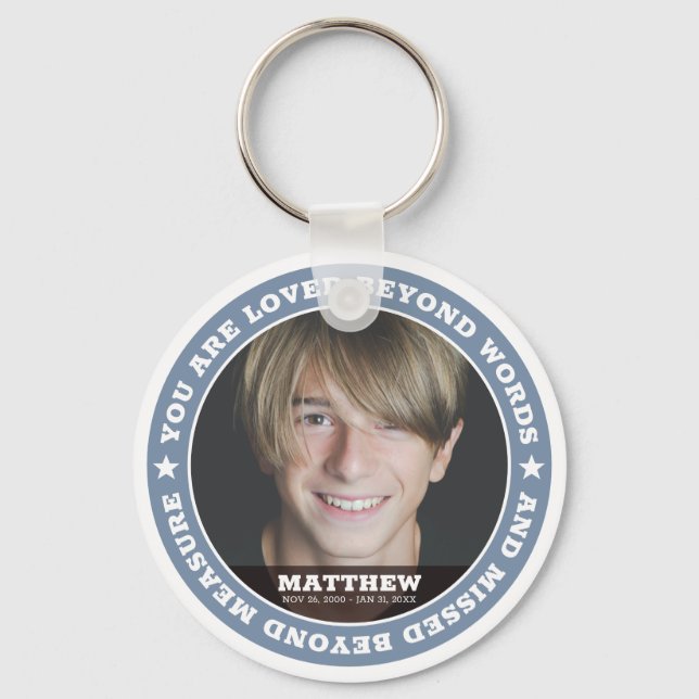 Sympathy Modern Simple Custom Photo Keepsake Key Ring (Front)