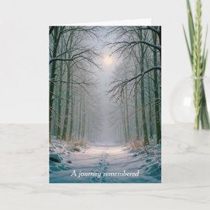 Sympathy Moonlight Footprints In a Snowy Forest Card