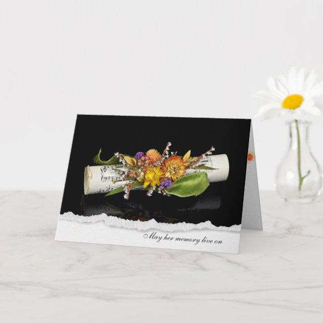 sympathy music bouquet on black card (Small Plant)