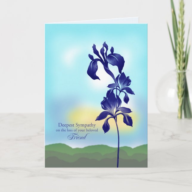 Sympathy on Loss of Friend, Purple flowers Card (Front)