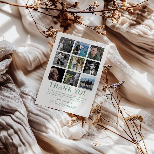 Sympathy Photo Collage Funeral Thank You Card (Creator Uploaded)