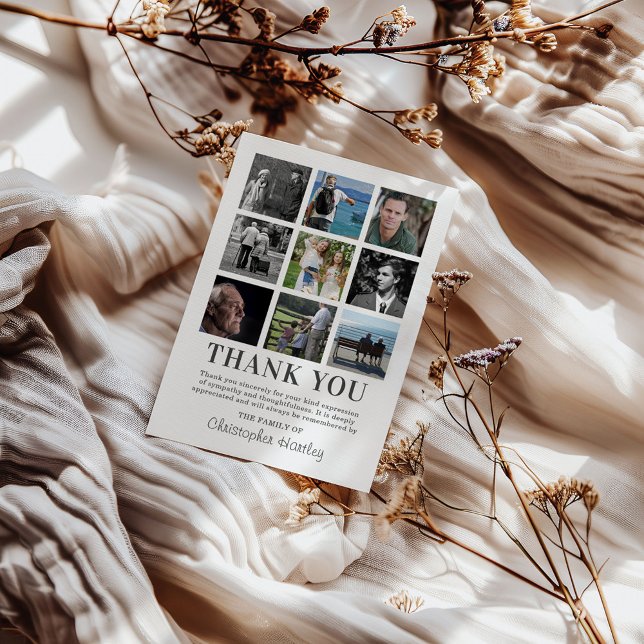 Sympathy Photo Collage Funeral Thank You Card (Creator Uploaded)