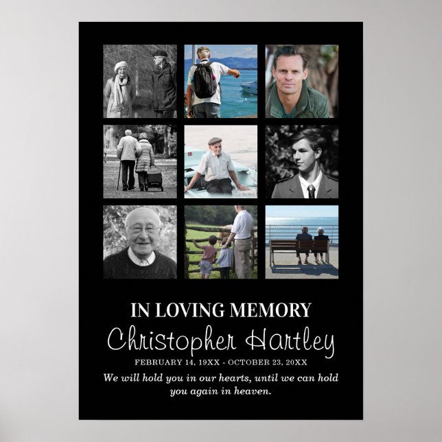Sympathy Photo Collage In Loving Memory Funeral Poster (Front)