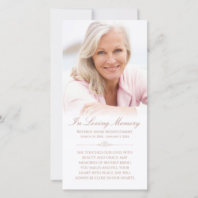 Sympathy Photo Elegant Rose Gold Funeral Prayer (Front)