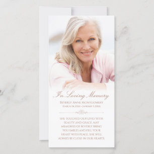 Sympathy Photo Elegant Rose Gold Funeral Prayer