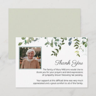 Sympathy Photo Greenery Funeral Thank You