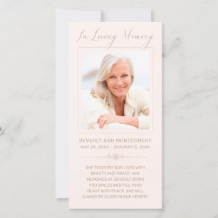 Sympathy Photo Pink Watercolor Funeral Prayer Card