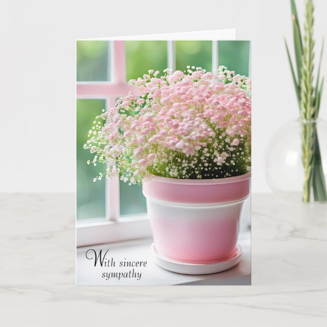 Sympathy Pink Baby's Breath Bouquet Card (Front)