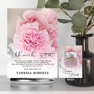 Sympathy Pink Carnations THANK YOU   PHOTO Card