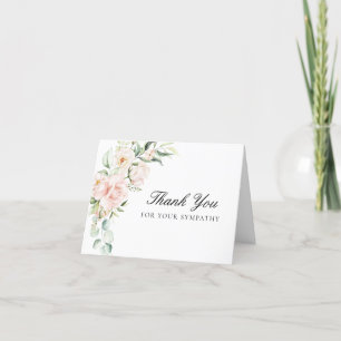 Sympathy Pink Floral Funeral Folded Thank You Card