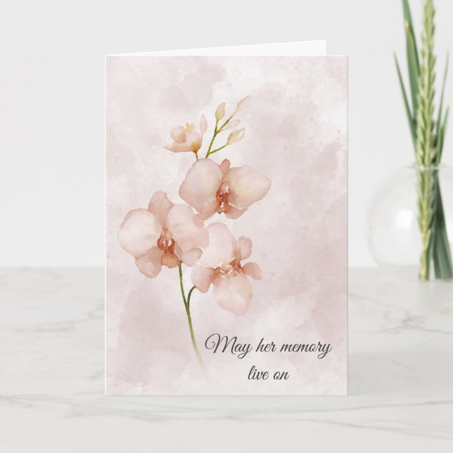 Sympathy Pink Floral Watercolor Abstract Card (Front)