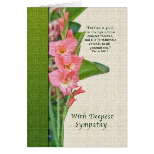 Sympathy, Pink Gladiolus, Religious Card