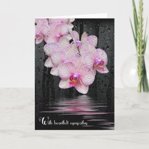 Sympathy Pink Orchids with Raindrops Card