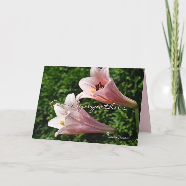 Sympathy- Pk Trumpet Lily- customise any occasion Card (Front)