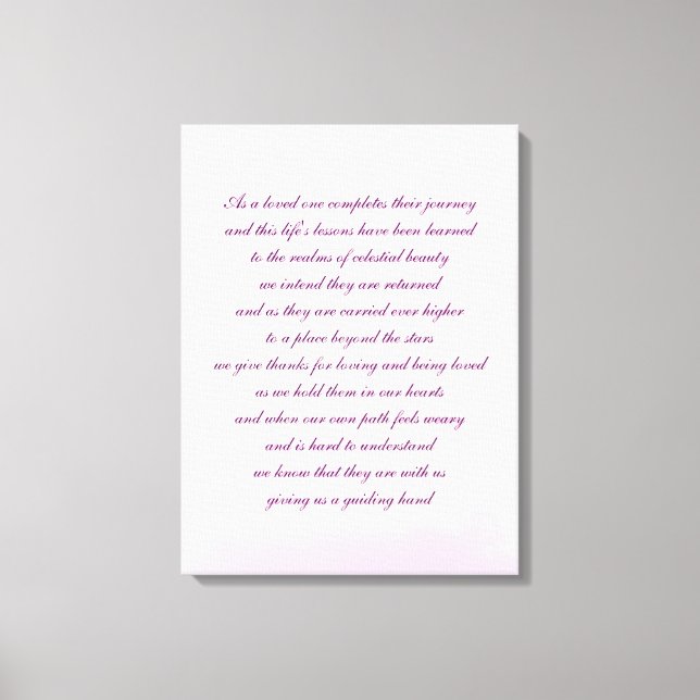 Sympathy poem art canvas print (Front)
