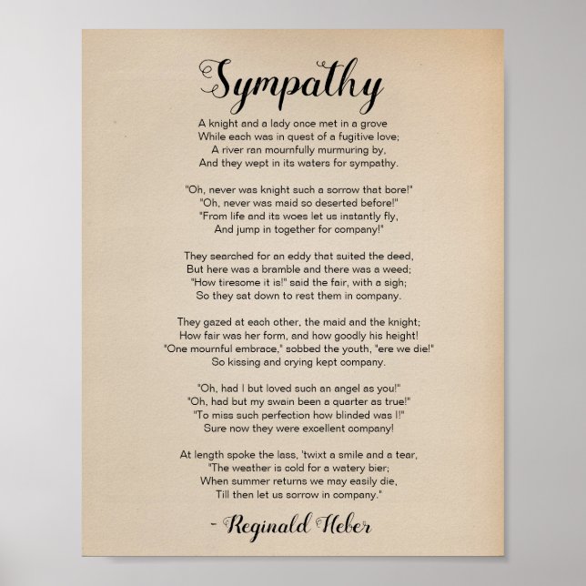 Sympathy Poem by Reginald Heber Vintage Poster (Front)