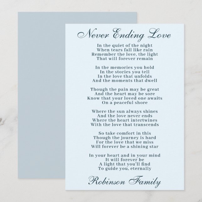 Sympathy Poem Card (Front/Back)