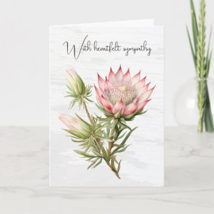 Sympathy Protea Flower On Wood Card