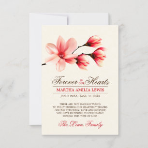 Sympathy Red Pink Flower Magnolia THANK YOU Card