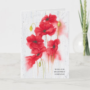 sympathy red poppy flowers card
