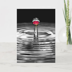 Sympathy Red Rose in Splashing Water Droplet Card