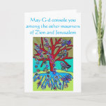 Sympathy Red Tree of Life Hearts & Butterflies Card<br><div class="desc">Jewish Hebrew Sympathy & Condolence Cards for the passing of a loved one.
Comforting words of: May God console you among the other mourners of Zion and Jerusalem (Jewish saying).
Ha’makom yenahem etkhem betokh she’ar avelei Tziyonvi’Yerushalayim (Hebrew saying).</div>