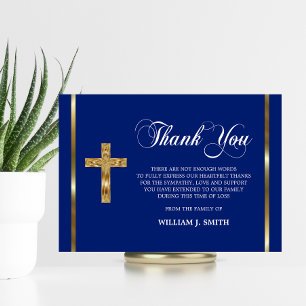 Sympathy Religious Gold Cross Blue THANK YOU photo