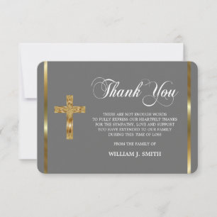 Sympathy Religious Gold Cross THANK YOU   PHOTO