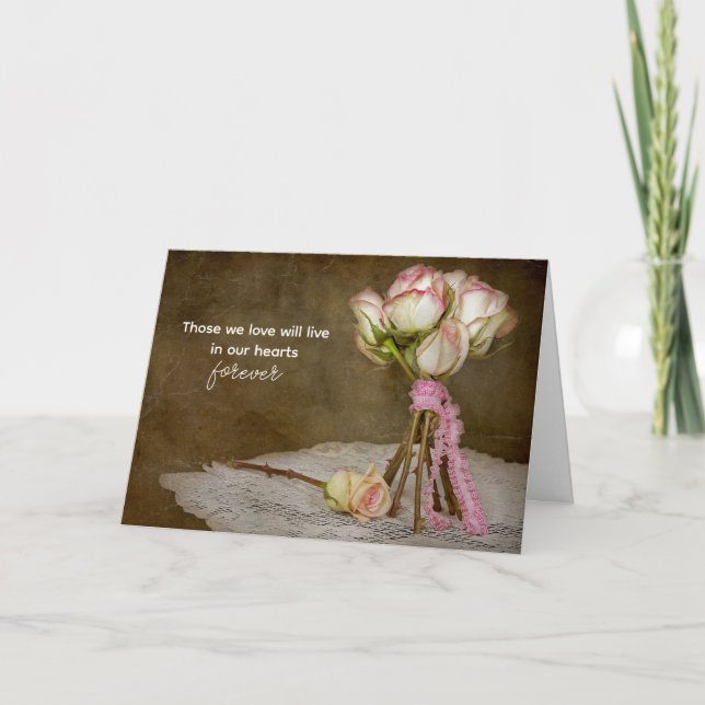 Sympathy Rose Bouquet on Doily Card (Front)