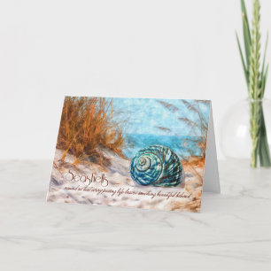 Sympathy Seashell on the Beach Watercolor Card