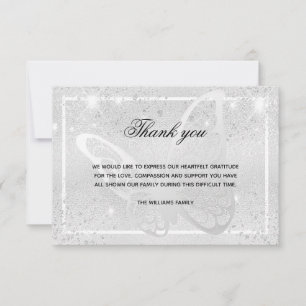 Sympathy silver butterfly photo thank you card