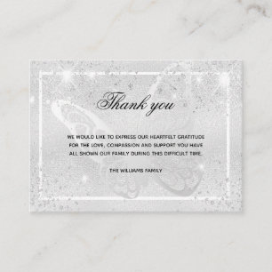 Sympathy silver butterfly photo thank you enclosure card