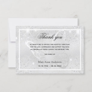 Sympathy silver butterfly thank you card