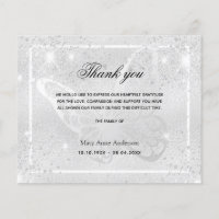 Sympathy silver butterfly thank you card