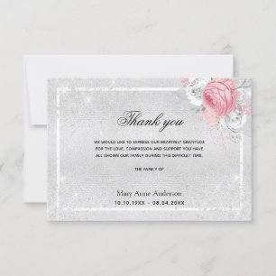 Sympathy silver pink flroal thank you