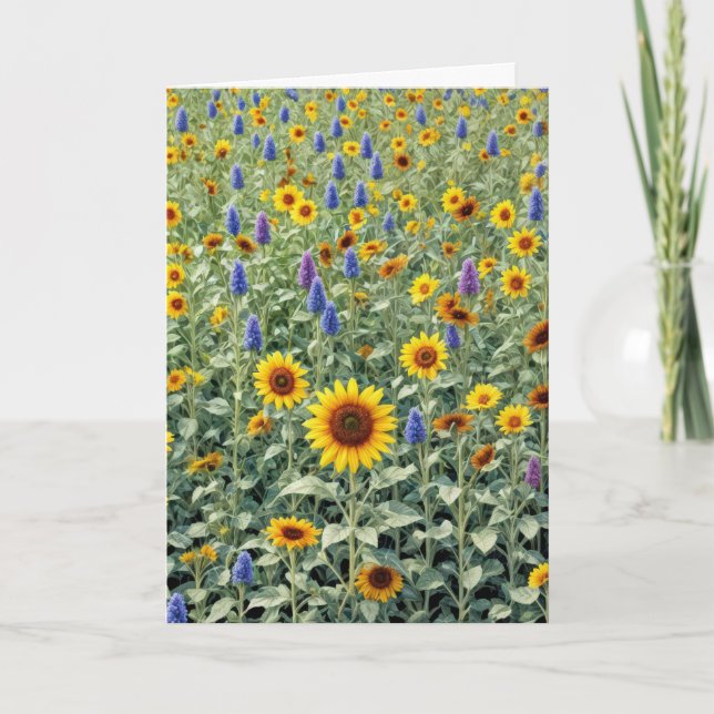Sympathy Sunflower and Wildflower Field Card (Front)