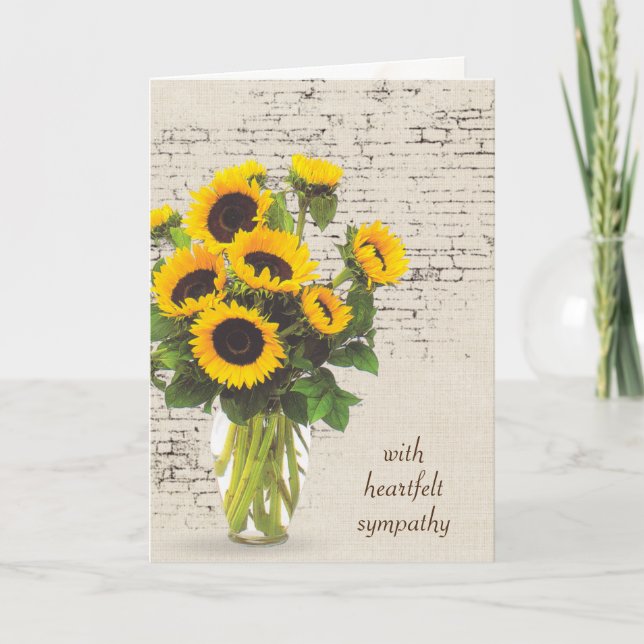 Sympathy Sunflower Bouquet On Brick   Card (Front)