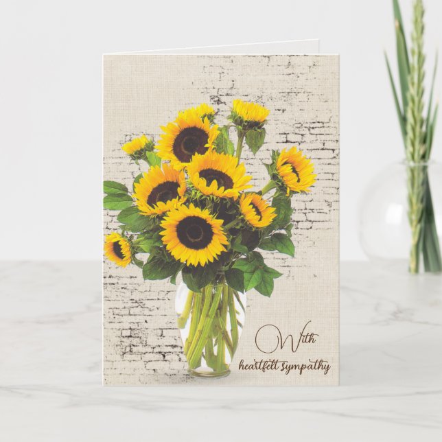 Sympathy Sunflower Bouquet on Brick Card (Front)