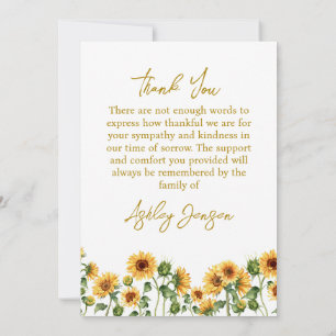 Sympathy Sunflower Funeral Thank You Card