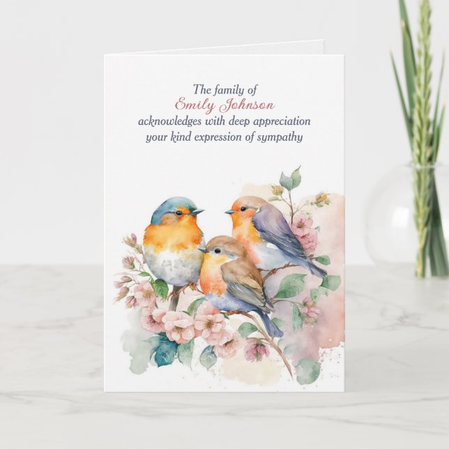 Sympathy Thank You Bluebirds Card (Front)