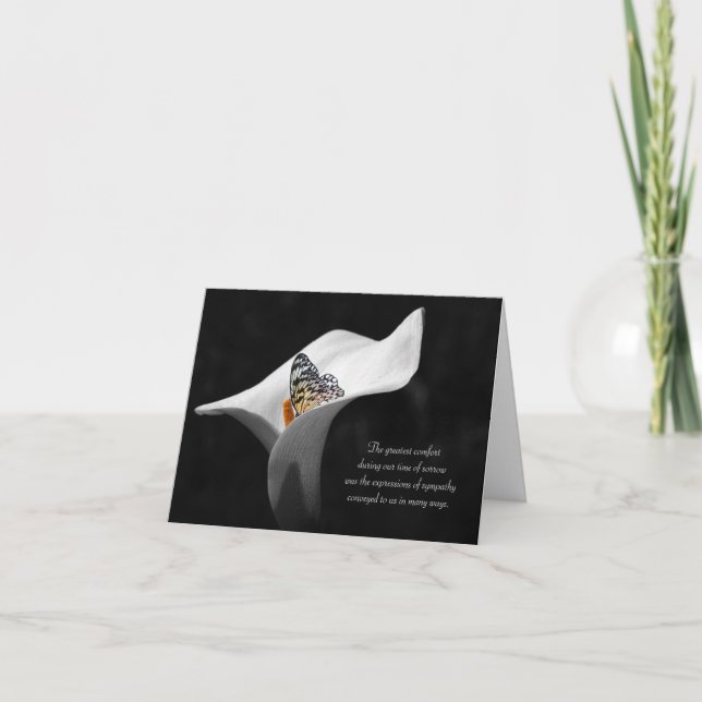 sympathy thank you butterfly in lily card (Front)