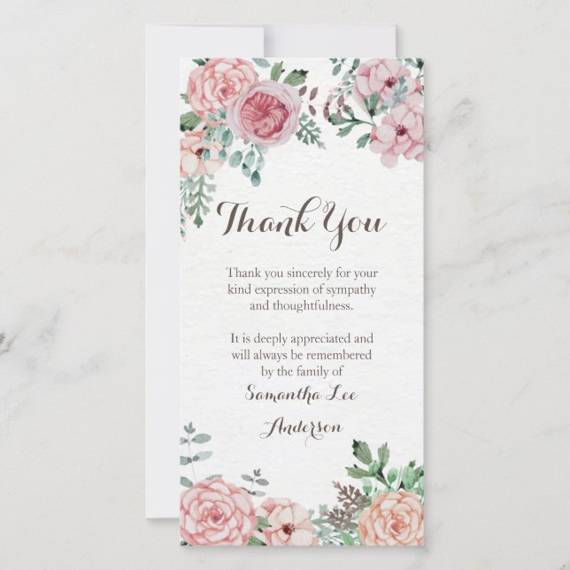Sympathy Thank You Card, Memorial (Front)