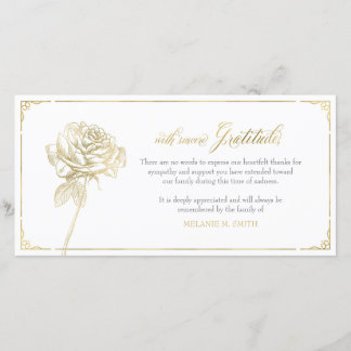 Sympathy Thank You Card, Memorial, Rose Gold Card